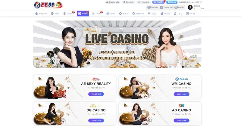 Khám phá 11 sảnh Casino EE88 